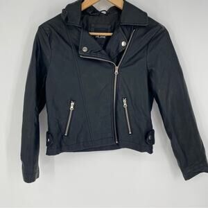 Me Jane Girls Jacket Motorcycle Style Faux Leather Embroidered Butterfly 14